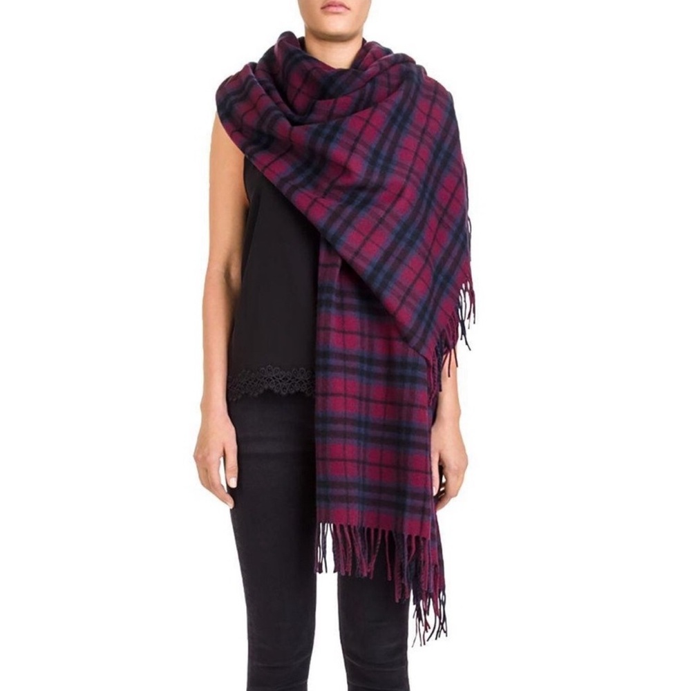 THE KOOPLES oversized plaid 100% wool scarf